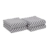Amazon Basics Reversible Diagonal Stripe Jacquard Hand Towel - 4-Pack, Scenic Snow / Warm Stone