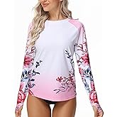 Rash Guard for Women Long Sleeve UPF 50+ Womens Swim Shirts Quick Dry UV Protection Water Swimming Tops with Thumb Holes