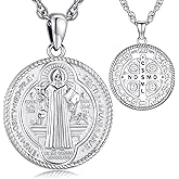 LOOVE Saint Necklace S925 Sterling Silver Patron St Amulet Medal Protection Pendant Jewelry for Men Women