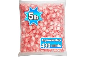SHIPPEDFAST Peppermint Starlights Candy Mints. Real Peppermint Oil Infused, 5lb. Bulk Bag, Hard Candy, (Size-5 Pounds)