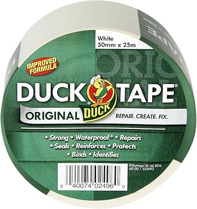 Duck Tape Original White Duct Tape 50mm x 25m Heavy Duty Waterproof Gaffer