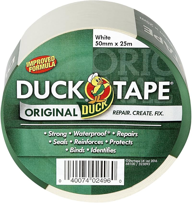 Duck Tape Original White Duct Tape 50mm x 25m Heavy Duty Waterproof Gaffer