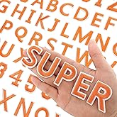 72 Pcs Iron on Letters for Fabric, Alphabet Embroidered Patch A-Z, Number Patch 0-9, Iron on Letters and Numbers for Clothes, Hat, Jeans(Orange)