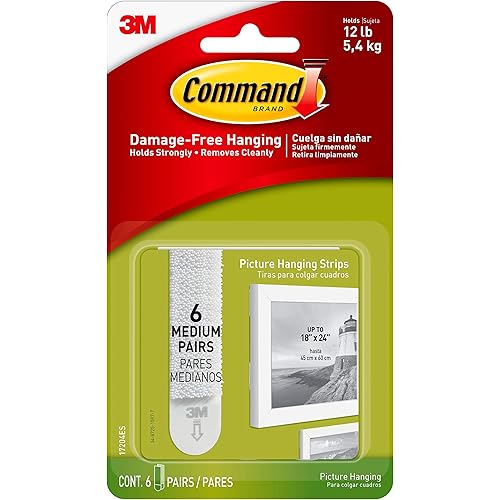 Command 17204 07335000521 Mounting Tape, 6 Pairs, White, 6 Count