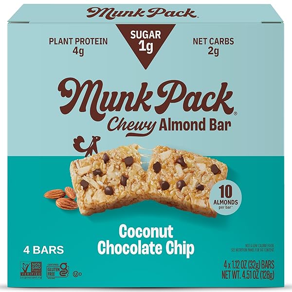 MUNK PACK KETO GRANOLA BAR COCONUT COCOA CHIP, 1.12 OZ, 4 CT