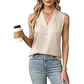Blooming Jelly Women's Dressy Tank Tops Summer Sleeveless Work Blouses Silk Satin V Neck Shirts Business Casual Outfits