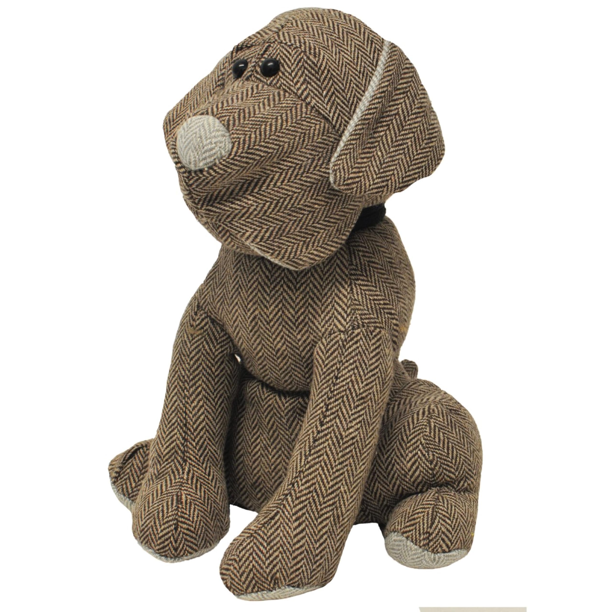Riva Paoletti Herringbone Dog Doorstop - Grey - Heavyweight Sand Filling - Polyester and Acrylic - 17 x 18 x 30cm (7" x 7" x 12" inches) - Designed in the UK