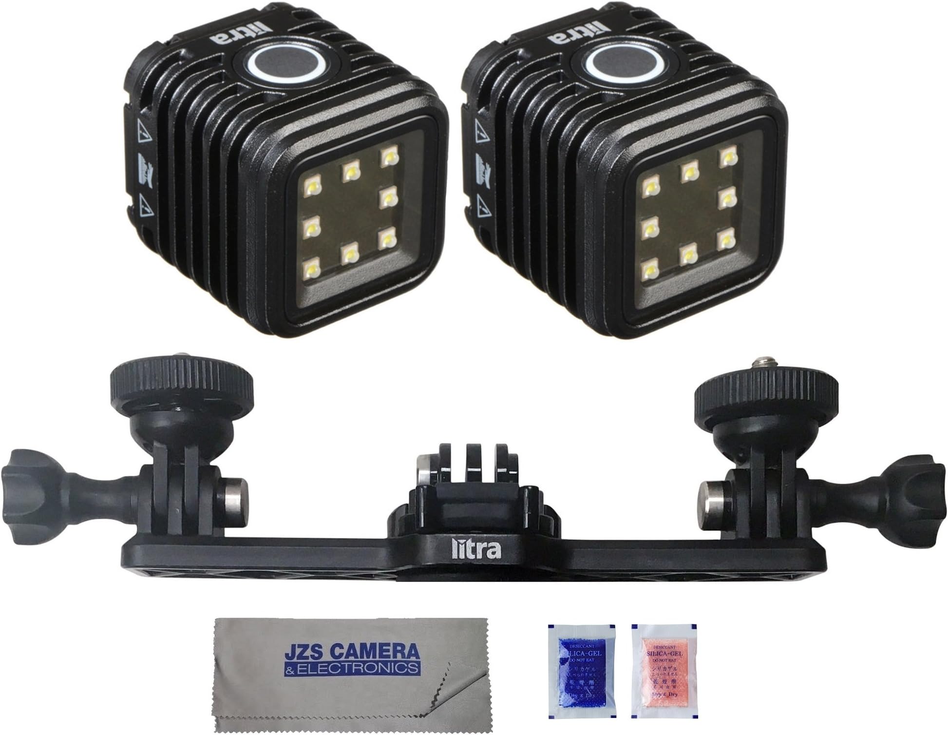 LitraTorch Waterproof Dimmable 8-LED Video Light for Smartphone Cameras Bundle with Litra Triple Mount and Microfiber Cloth [2-Pack LitraTorch]