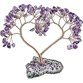 mookaitedecor Amethyst Love Heart Crystal Tree with Natural Amethyst Cluster Base Luck Money Tree for Wedding Ornament Feng Shui Tabletop Home Decor