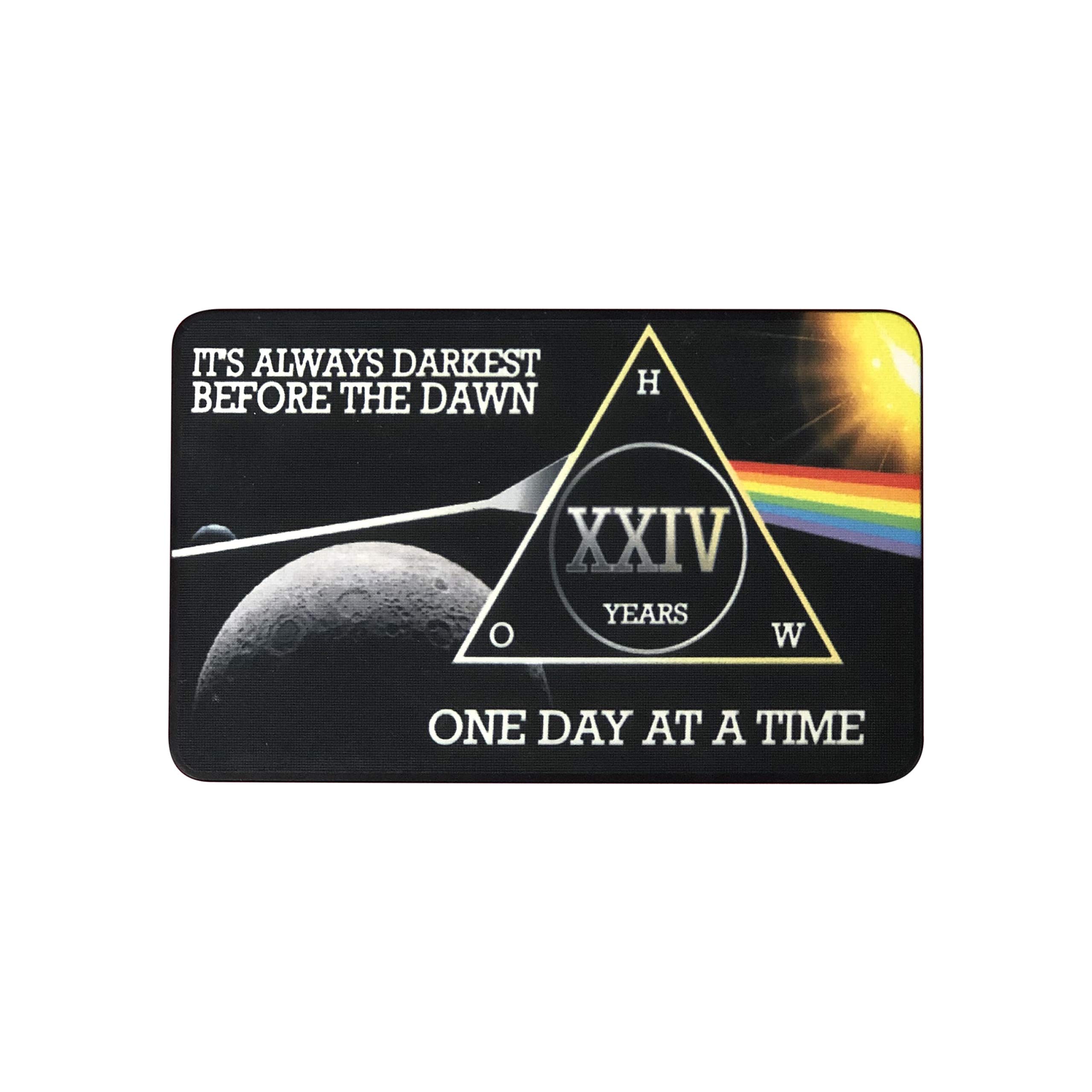 MyRecoveryStore Dark Moon One Day at A Time AA Sobriety Chip Includes 7th Step Prayer (Years 1-50 Offered) Square Recovery Chip (Year 24) — image 1