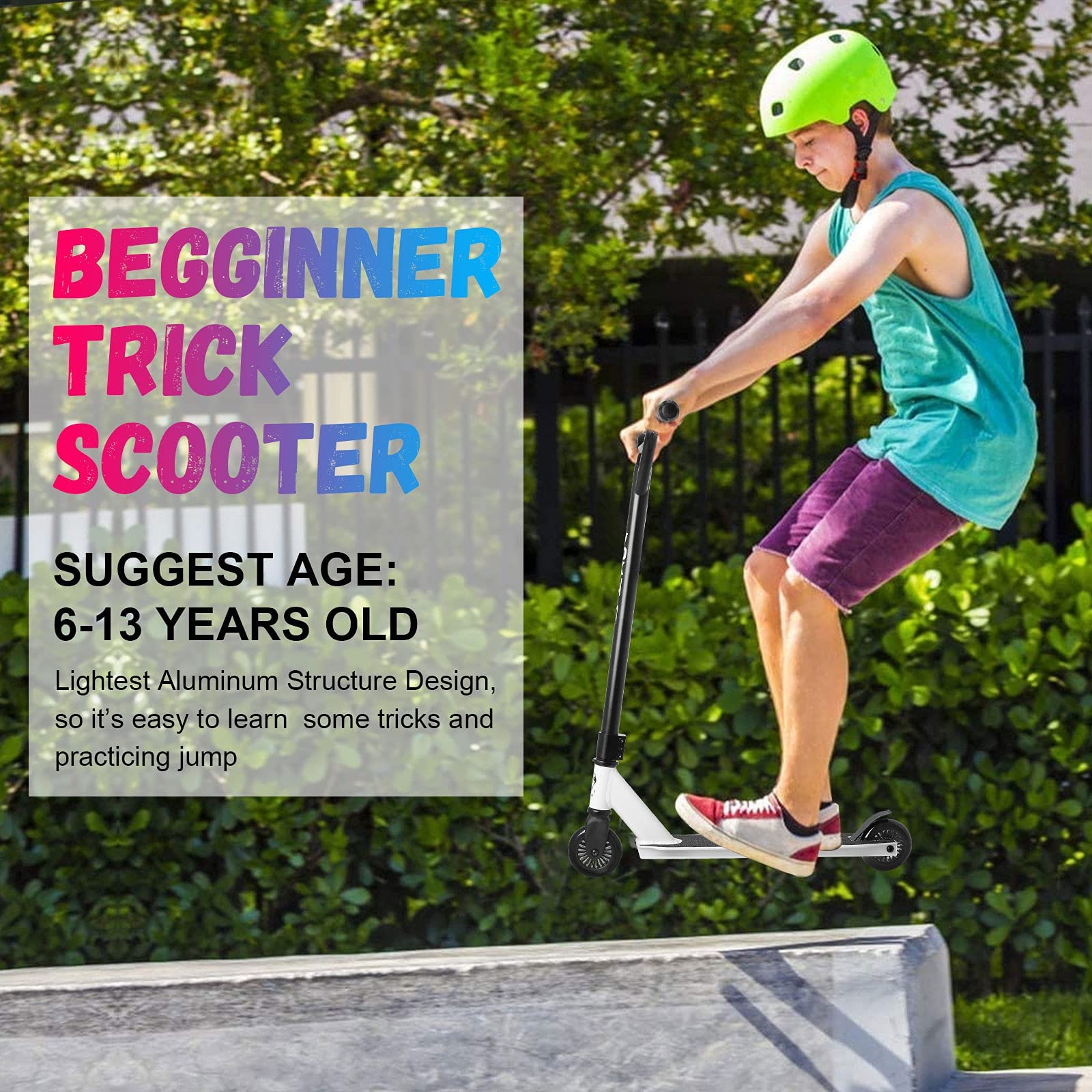 VOKUL Complete Pro Scooter for Kids Boys Girls Teens Up 6 Years - Freestyle Tricks Pro Stunt Scooter - High Performance Gift for Skatepark Street Tricks