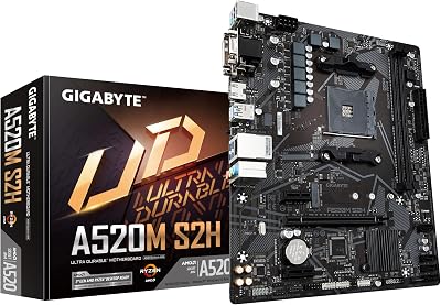 Gigabyte A520M S2H Motherboard AM4 Ryzen 5000 DDR4 PCIe M.2 GbE LAN