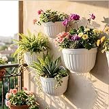 ORIMERC 4 Pack Wall Planters Vertical Garden Indoor Outdoor Pots White view 2