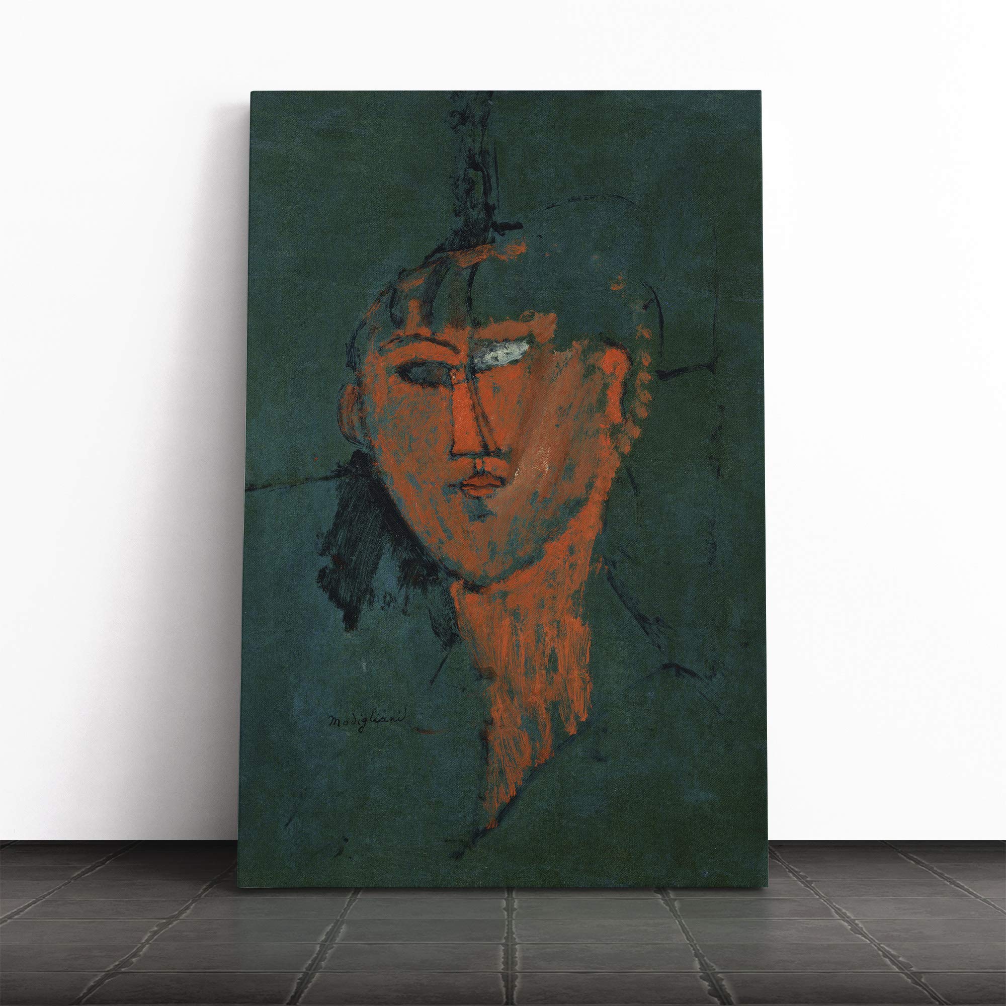 Amedeo Modigliani Testa Rossa Canvas Print | Gallery Wrapped 30mm Frame Wall Art | 20x14 inches | Ready to Hang | Modern Picture | Living Room Bedroom Lounge Office
