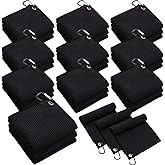 Batiyeer 30 Pcs Bulk Golf Towels for Golf Bags 16'' x 16'' Microfiber Fabric Golf Towel Waffle Pattern with Clip for Bags Men Mini Tournament Fitness Yoga Camping (Black)
