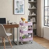DOEWORKS Storage Trolley on Wheels 3-Tier Metal Cart Kitchen Utility Cart view 2