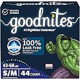 Goodnites Boys' Nighttime Bedwetting Underwear, Size S/M (43-68 lbs), 44 Ct (2 Packs of 22), Packaging May Vary