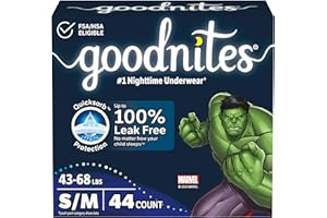 GoodNites Bedtime Bedwetting Underwear for Boys, S-M, 44 Count