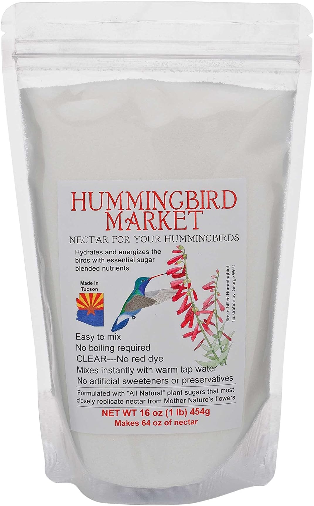 Hummingbird Nectar- 1 lb/ 16 oz Pouch Makes 64 oz of Nectar