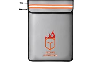 2023 Upgraded Fireproof Document Bag(2200℉,15”x11”), JEXFUN 2 Pockets Fire Proof Money Bag for Cash with Water-Resistant Zipper & Safe Strip, Important Document Organizer for Valuables, Peace of Mind