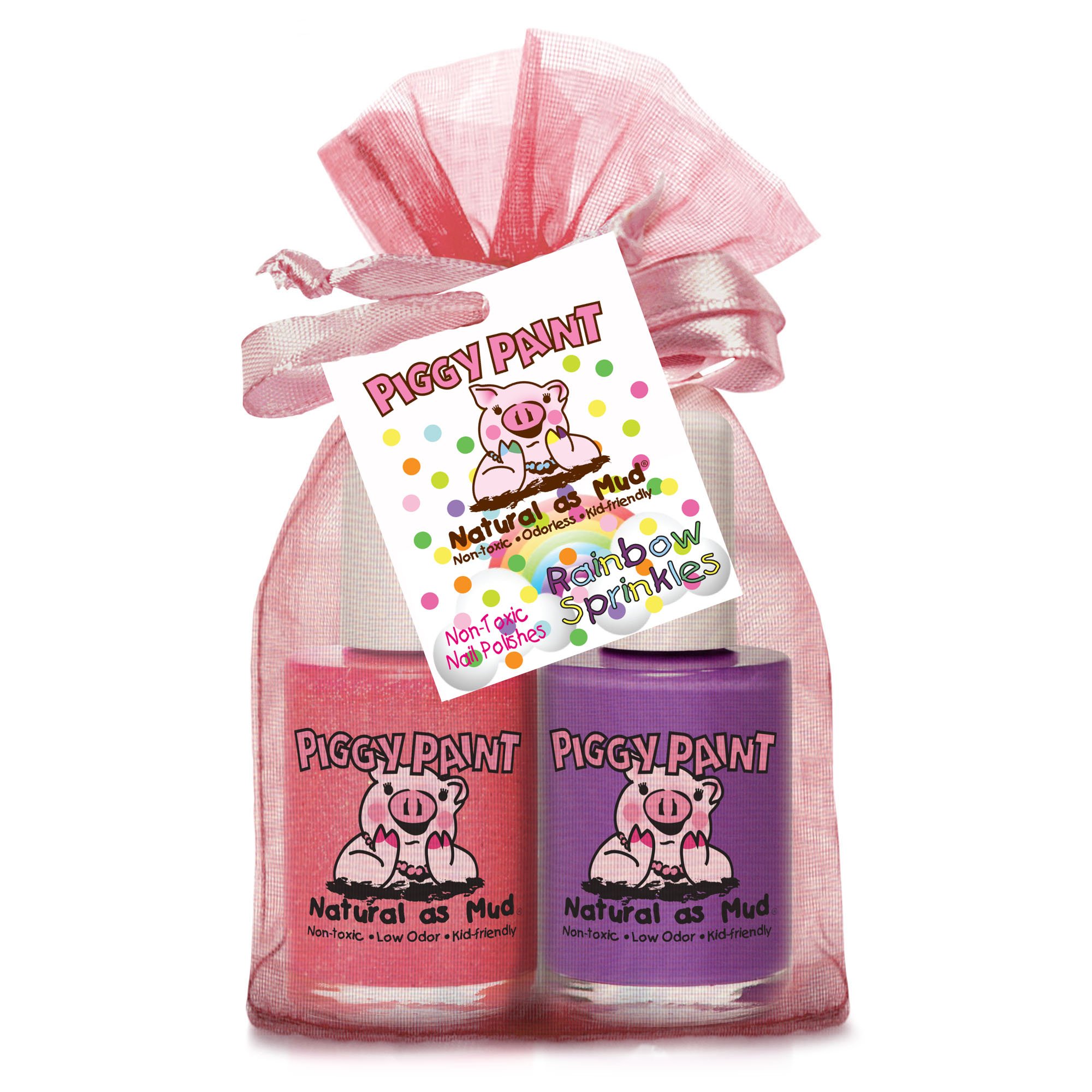 Piggy Paint Non-toxic Girls Nail Polish - Safe, Chemical Free - Rainbow Sprinkles 2 Pack