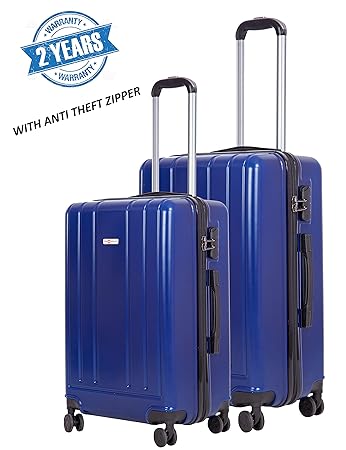Swiss Traveller 4 Wheel Polypropylene Anti Theft ZIIPPER Luggage Set of 2 Trolley Travel Bags (20 inch & 24 Inch) Suitcase Blue