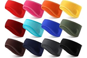 HANDEPO 12 Pcs Kids Fleece Winter Ear Warmer Headband Stretch Ear Muff for 4-12 Year Old Boys Girls Toddler Teens Cold Weather Athletic Sports, 12 Colors