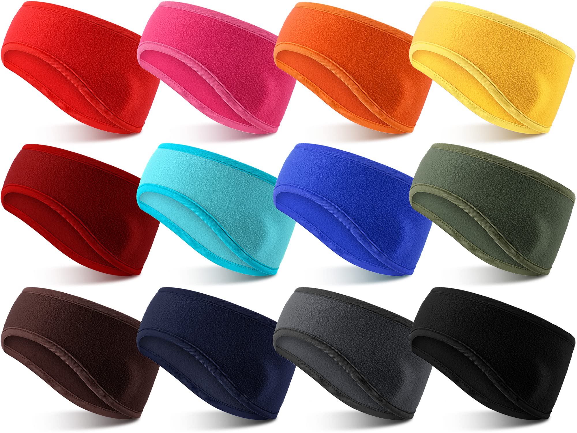 Photo 1 of 12 Pcs Kids Fleece Winter Ear Warmer Headband Stretch Ear Muff for 4-12 Year Old Boys Girls Toddler Teens Cold Weather Athletic Sports, 12 Colors