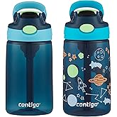 Contigo Kids Water Bottle with Redesigned AUTOSPOUT Straw 14oz. 2 Pack Blueberry and Blue Raspberry & Blueberry and Blue Raspberry with Cosmos