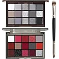 UCANBE 2pcs Halloween Eyeshadow Palette Makeup Set, Black Red Colors Shimmer Matte Metallic Smokey Dark Eye Shadow Pallet with Soft Brush Kit, Goth Eye Make Up for Costume Joker Clown Vampire