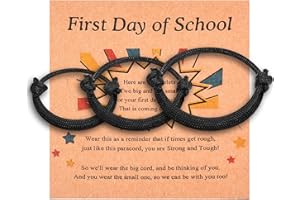 Leyung First Day of School Kindergarten Bracelet Set of 3, Father Mother Son Daughter Family Bracelets Back to School Gifts
