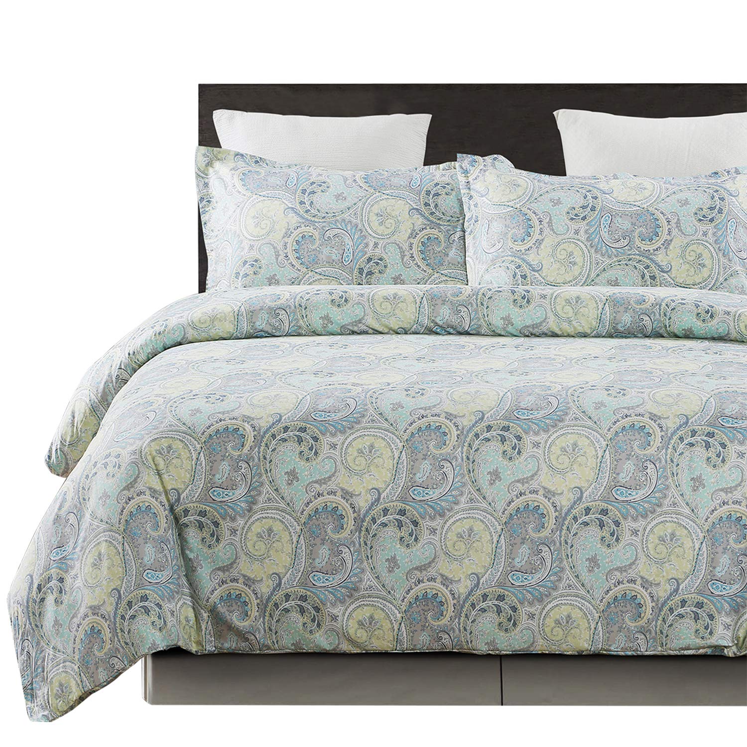 Vaulia Lightweight Microfiber Duvet Cover Set, Paisley Pattern Design