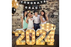 ZPISF Graduation Decorations Class of 2024, 2.3FT Large PRE-CUT 2024 Marquee Numbers Kit with Graduation Cap for Preschool High School College Prom Party Decor (2.3FT 2024+Cap, White)