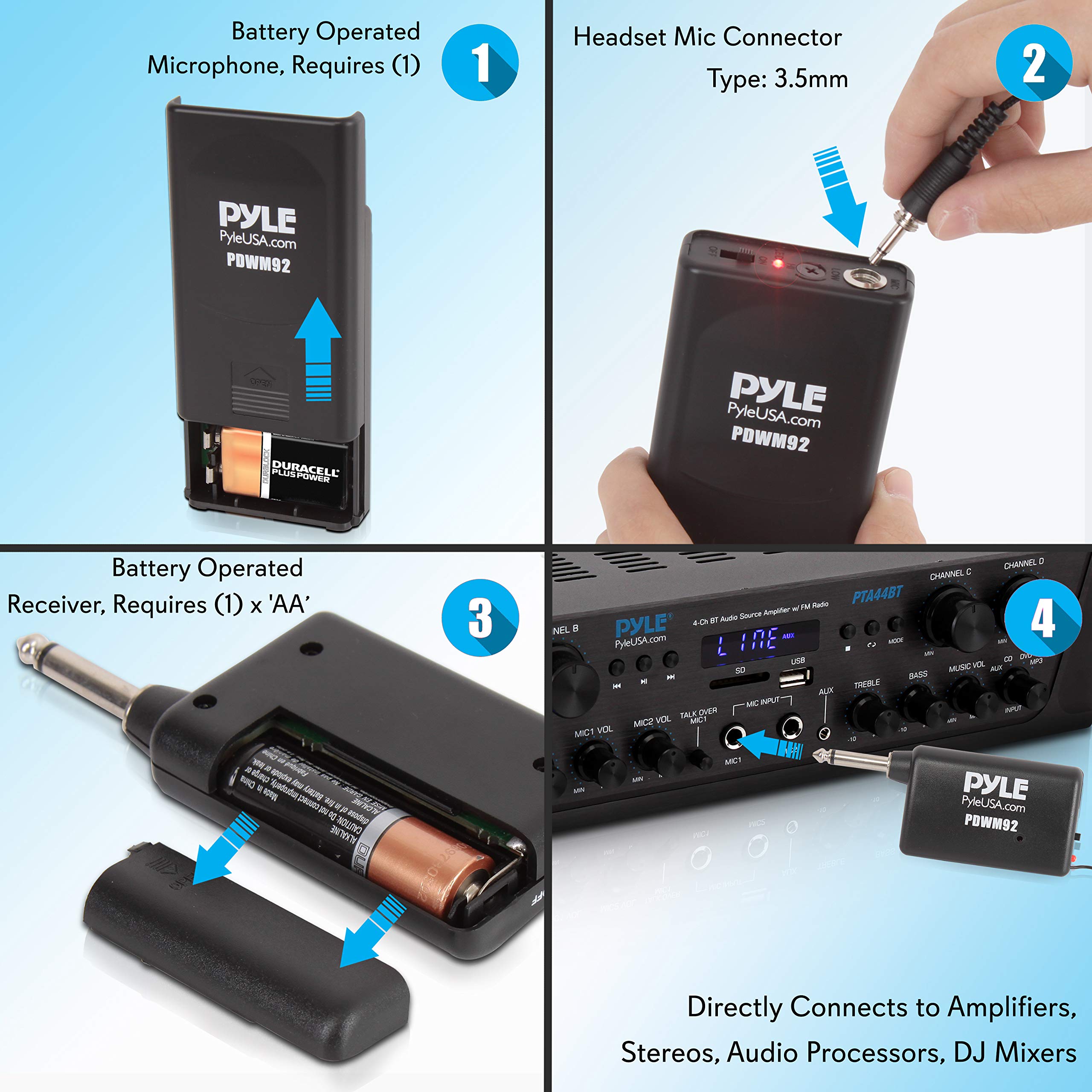 Portable VHF Wireless Microphone System Professional Battery Operated
