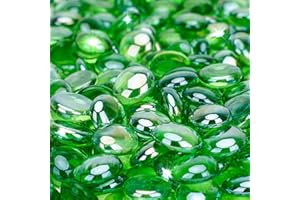 Stanbroil 10-Pound Fire Glass Beads - 1/2 inch Luster Fire Glass Drops for Fireplace Fire Pit | Gas Log Sets | Landscaping | Fish Tank, Emerald Green Luster