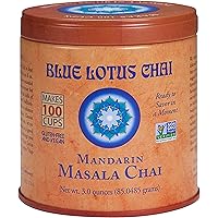 Blue Lotus Chai - Mandarin Flavor Masala Chai - Makes 100 Cups - 3 Ounce Masala Spiced Chai Powder with Organic Spices - Inst