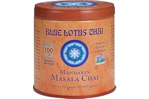 Blue Lotus Chai - Mandarin Flavor Masala Chai - Makes 100 Cups - 3 Ounce Masala Spiced Chai Powder with Organic Spices - Instant Indian Tea No Steeping - No Gluten