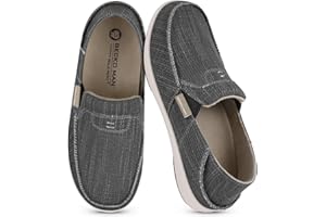 WALK·HERO COMFORT AND SUPPORT Mens Slip On Shoes, Canvas Mens Loafers with Arch Support, Orthopedic Mens Boat Shoes for Plantar Fasciitis, Indoor & Outdoor Walking Slippers Shoes for Pain Relief