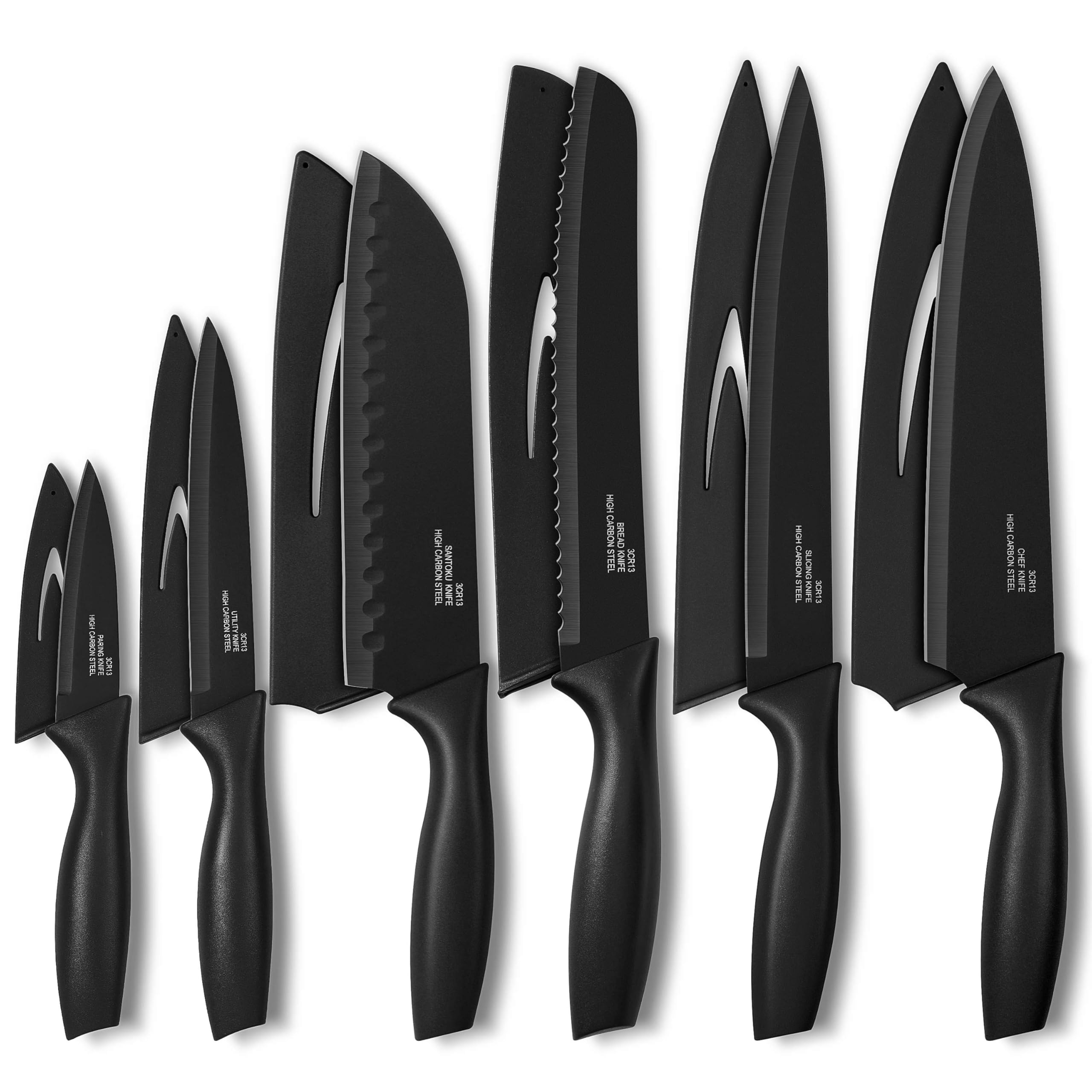 Onader Black Kitchen Knife Set Stainless Steel Sharp Small Knives Set ...