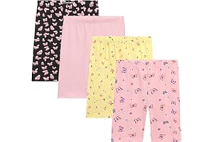 BTween Girls 4 Pack Athletic Bike Shorts, Fashion Short, Workout Clothes for Girls