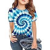 LAZYCHILD Kids Tie Dye Shirt Boys Girls Tie-Dye T-Shirt Neon Hippes Senior Shirts Tops Size 5-14 Years Age