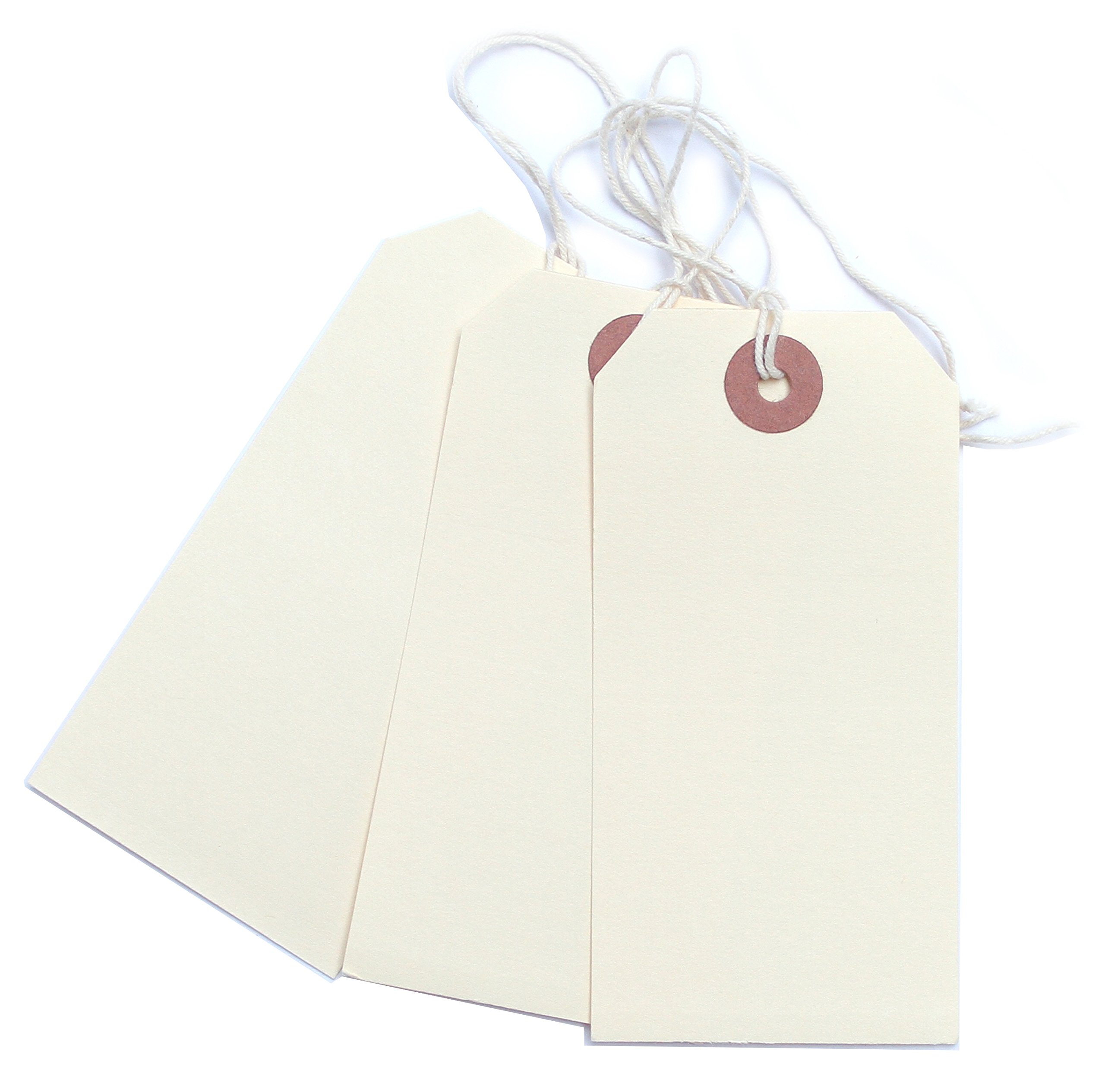 100 Manilla Luggage Labels Strung Tags Cotton String Reinforced
