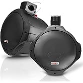 Pyle 8-Inch Marine Speakers – 300 Watt Dual Wakeboard Waterproof Boat Speakers, 9.9 x 9.6 Inches, IP-44 Rated, Heavy-Duty ABS Construction, Roll-Cage Mount, 2-Way Full Range Audio, Black