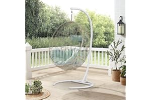 YEEFY Hammock Stand Only Max 300lbs Hammock Chair Stand Only Heavy Duty Hanging Chair Stand Only 360 Degree Rotation C Stand Frame for Egg Chair Indoor Outdoor Porch Swing, White