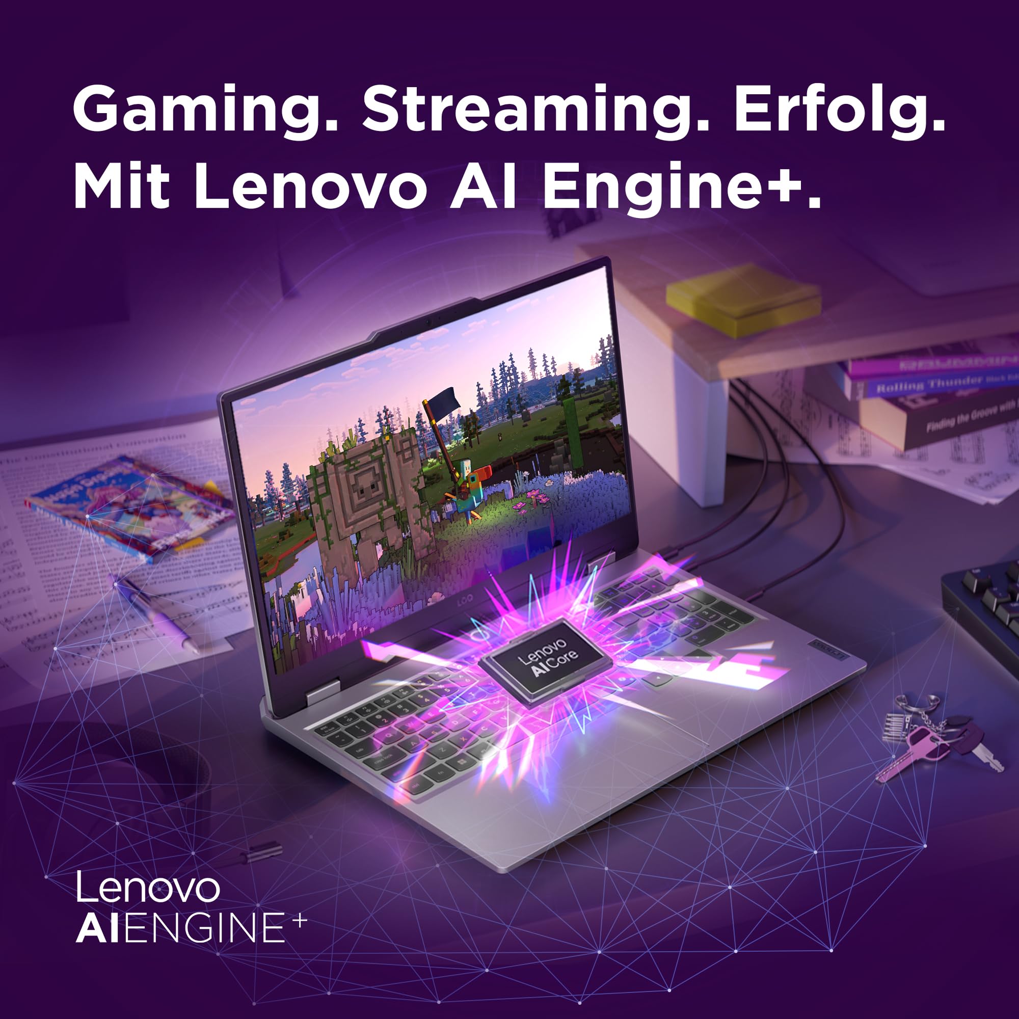 Lenovo LOQ Gaming AI Laptop | 15.6" Full HD 144Hz | NVIDIA GeForce RTX 5060 8GB | AMD Ryzen 7 250 | 16GB RAM | 1TB SSD | Win11 | QWERTZ | Weiss-Beleuchtete Tastatur | Grau | 3 Monate Game Pass 4