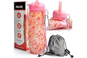 Lisha Portable Travel Bidet, Peri Bottle, Rolls-Up Compactly for Discreet Carry, Silicone Bidet Bottle with Leakproof Lid, Dust Bag and Clip (16.9 oz Capacity)