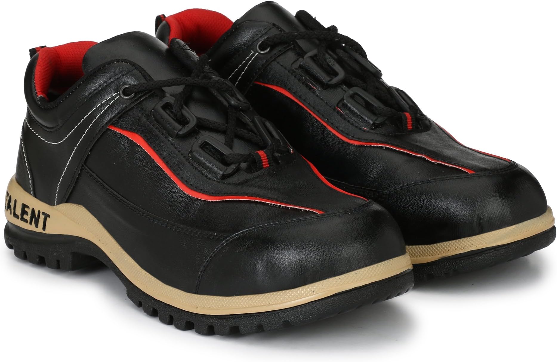 Manslam Men's Safety Shoe with Steel Toe (Black, Red, 9 UK)