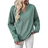 Acelitt Women Casual Long Sleeve V Neck Sweatshirts Pullover Tops,S-XXL