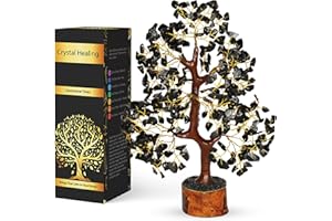 NARIBABU Black Tourmaline - Crystal Bonsai Tree - Crystal Tree for Positive Energy - Gemstone Tree - Feng Shui Tree - Good Luck Gems - Crystal Money Tree - Tree of Life Decor - Crystal Gifts for Women