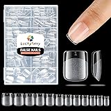 Luckyfairy Extra Short Square Fake Nails, Soft Gel